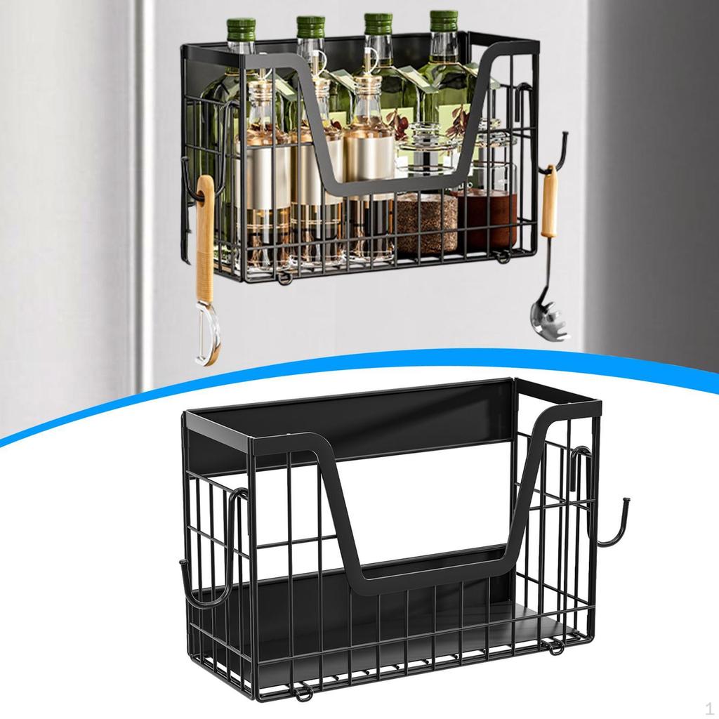 Refrigerator Side Shelf Basket Moveable Seasoning Organization Spice Rack Organizer for Home Cabinet