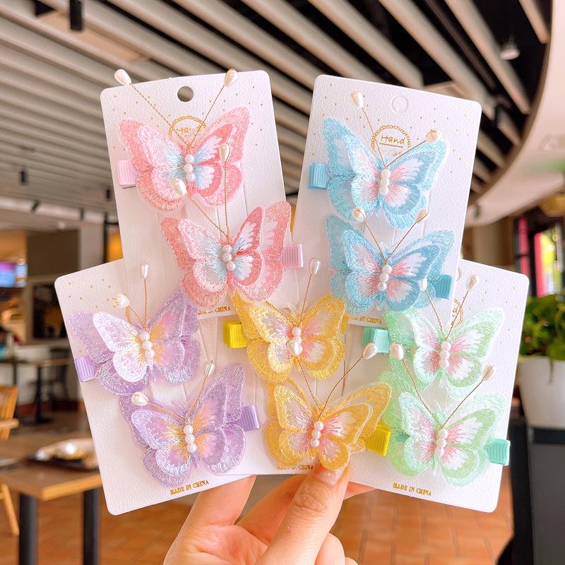 

Korean-Style Embroidered Bow Hair Clips for Girls