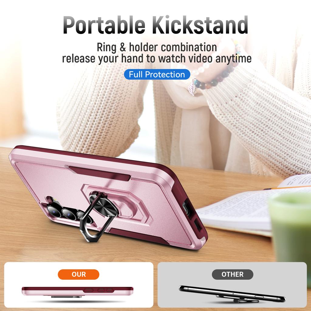 For Samsung Galaxy S24 FE Case Military Grade Ring Kickstand PC + TPU Phone Cover