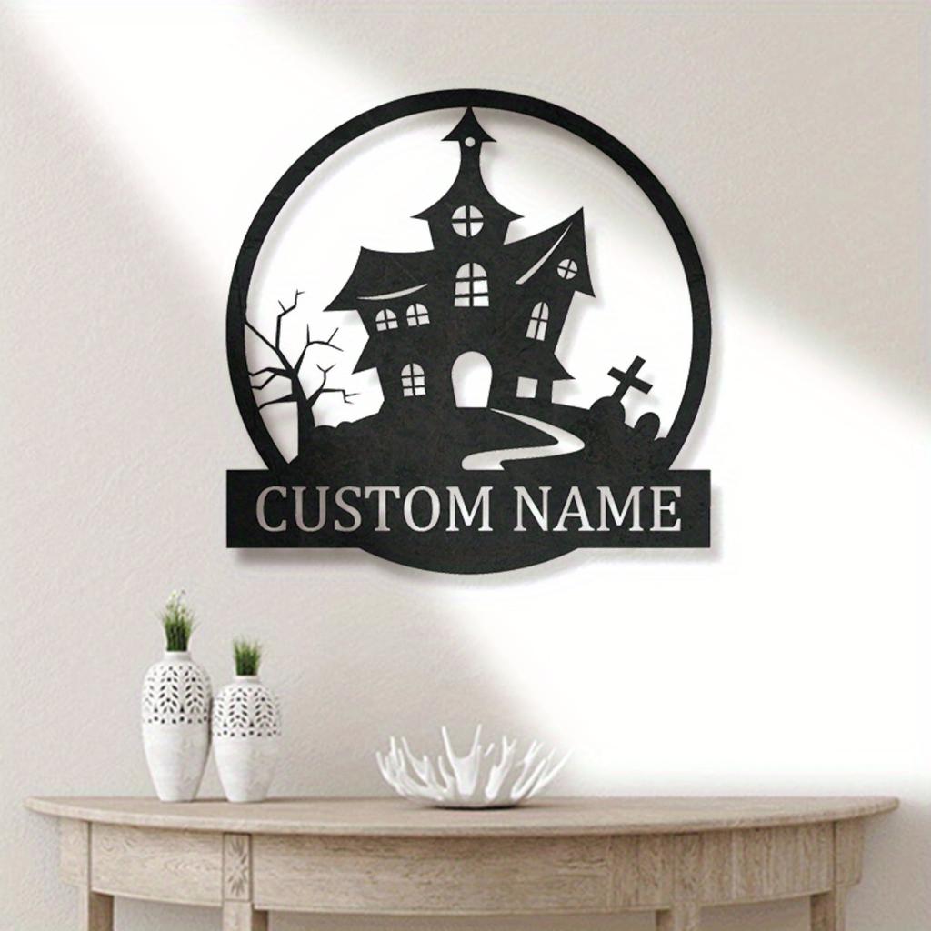 Personalized Family Name Tree Retro Metal Sign Vintage Castle Wall Art Home Decor Housewarming Gift