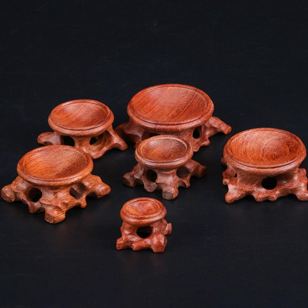 2pcs Solid Wood Redwood Vintage Holder For Glass Ball Display Home Hotel Store Mall Decor Santos Rosewood Size 3