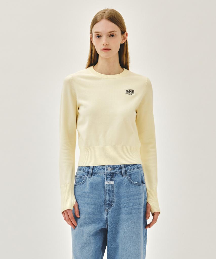 Malittepeulangsowajeobeo W Small Classic Logo Crop Knit Pullover Ivory
