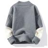 Panelled Anti-Pilling Sweater Men Casual Thicken Winter Half High Collar Knitted Long Sleeve Bottoming Shirt Printing Pullovers