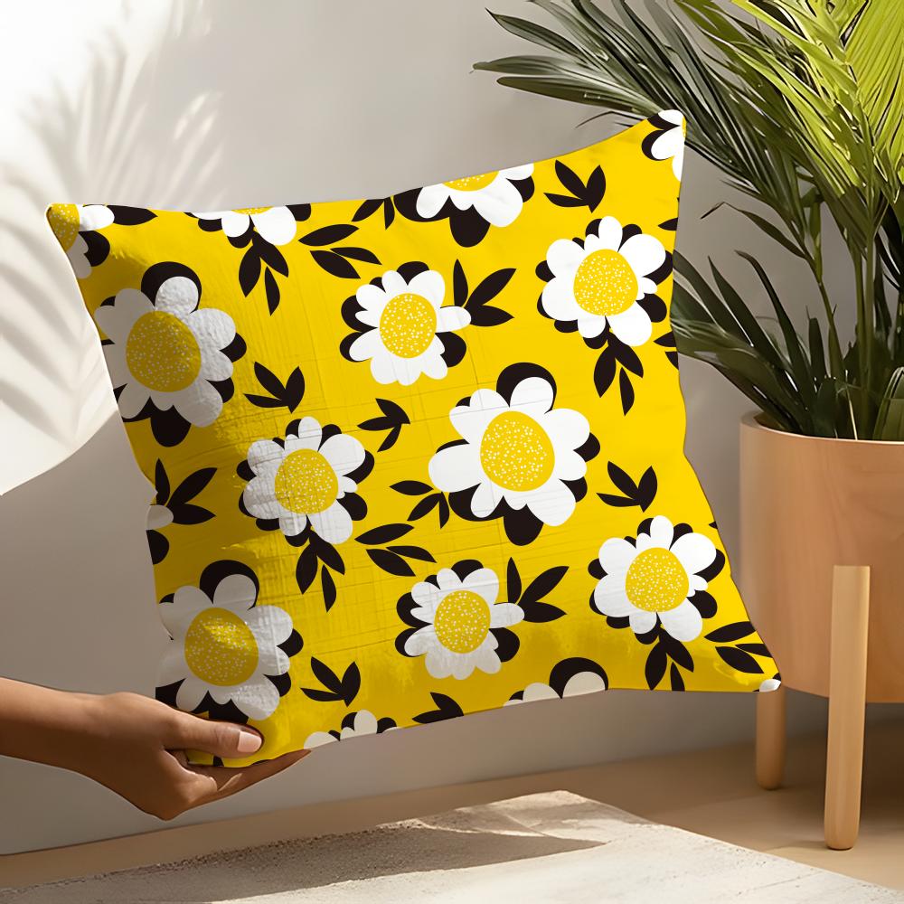 Frühlings- und Sommer-Blumenkissenbezug Heim-Wohnzimmer-Dekoration Leinenkissenbezüge Kissenhülle
