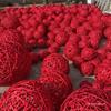 Red Rattan Sepak Takraw Ball for Kindergarten and Festive Decor