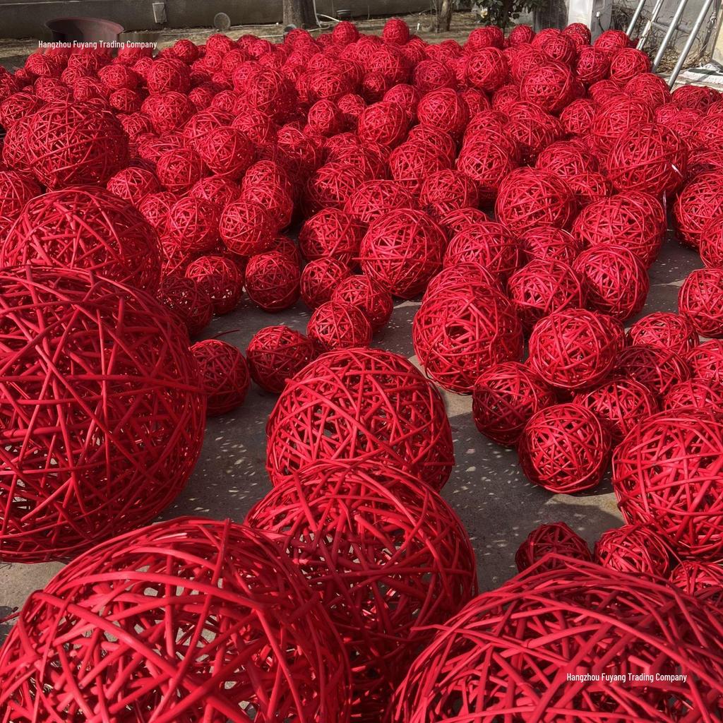 Red Rattan Sepak Takraw Ball for Kindergarten and Festive Decor