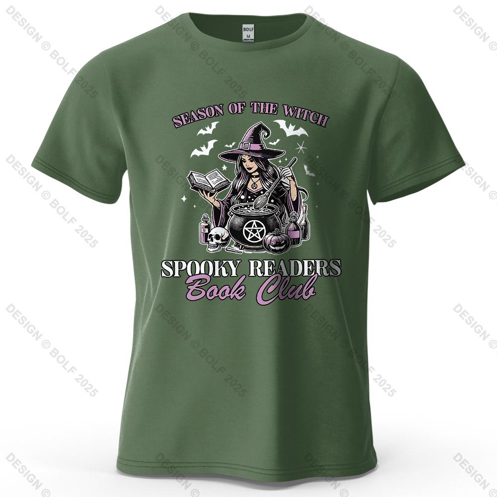 Witchy Book Club Printed Men's T-Shirt 100% Cotton Oversized Mysterious Unique Graphic Tees for Women Tops Tees Reading