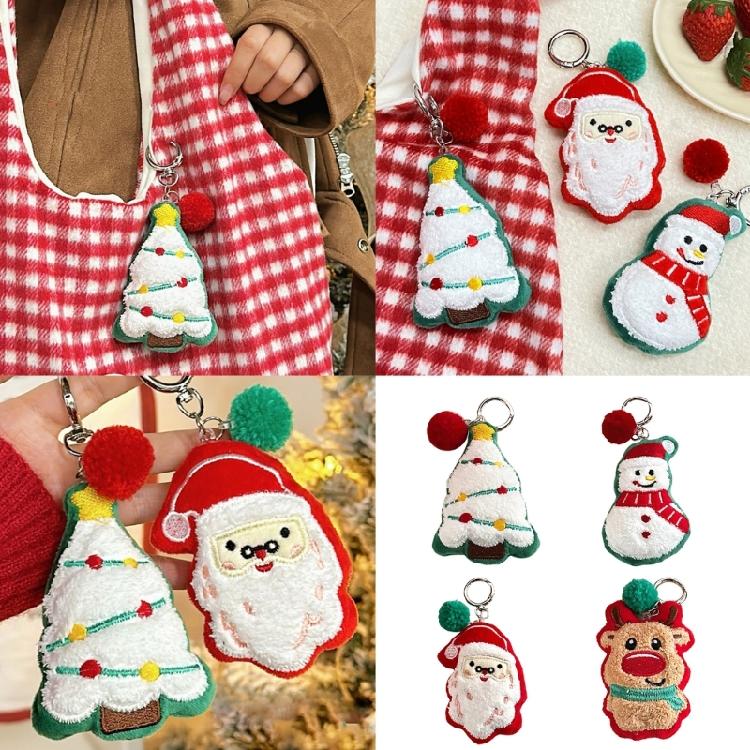 Lovely Santa Cartoon Plush Toy for Kids Keychain Christmas Tree Cartoon Santa Soft Charm Stuffed Reindeer Toy
