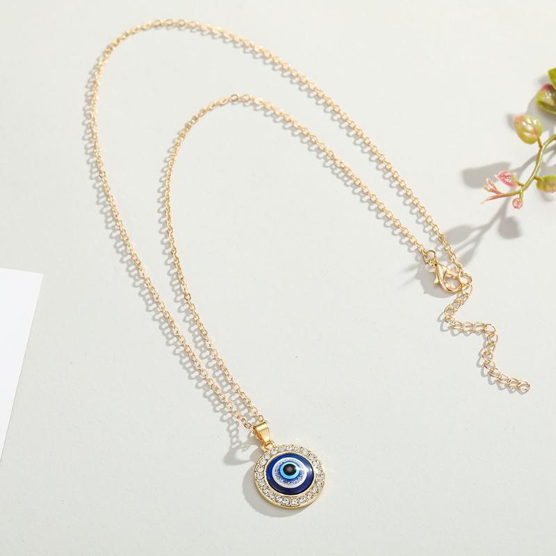 Dot Diamond Lucky Blue Eye Necklace for Evil Eye Pendant Necklace Turkish for Evil Eye for Protection and Blessing for W