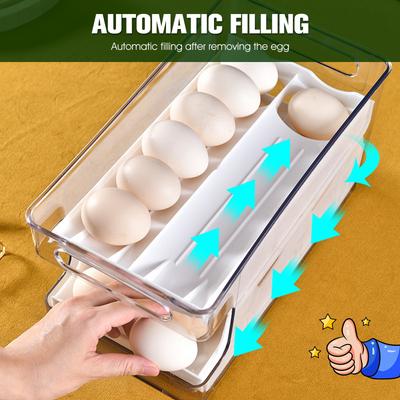 Auto Rolling Egg Holder for Refrigerator 2-Layer 24 Egg Storage Container  Egg Storage Box Space Saving Multipurpose Container
