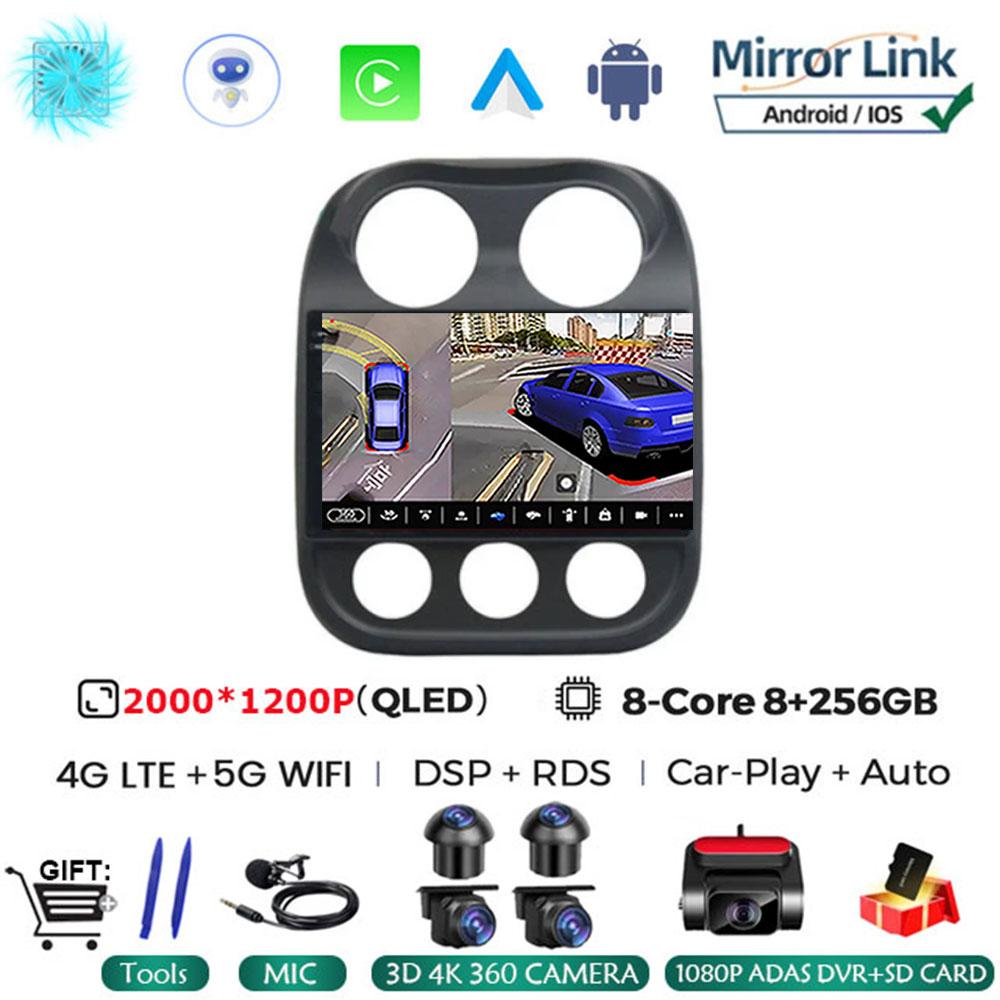 Android14 Car Radio For Jeep Compass Patriot 2010 - 2016 Autoradio Stereo 2 Din Player GPS Navigation Carplay DSP OBD CD Player