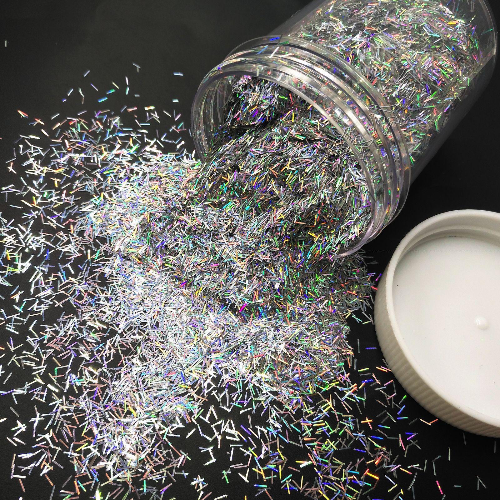 

50 г экологически чистые лазерные серебряные блестки из ПЭТ-полосок для нейл-арта и макияжа, рождественский подарок LBCT-100 50g серебряный