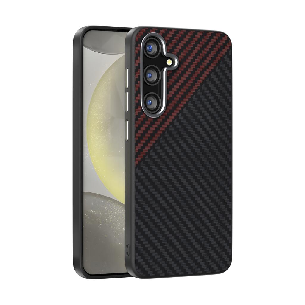 Fashion 2C Carbon Fiber Texture For Samsung Galaxy S25 FE S25FE Magsafe Case Camera Circle Mobile Phone Cover