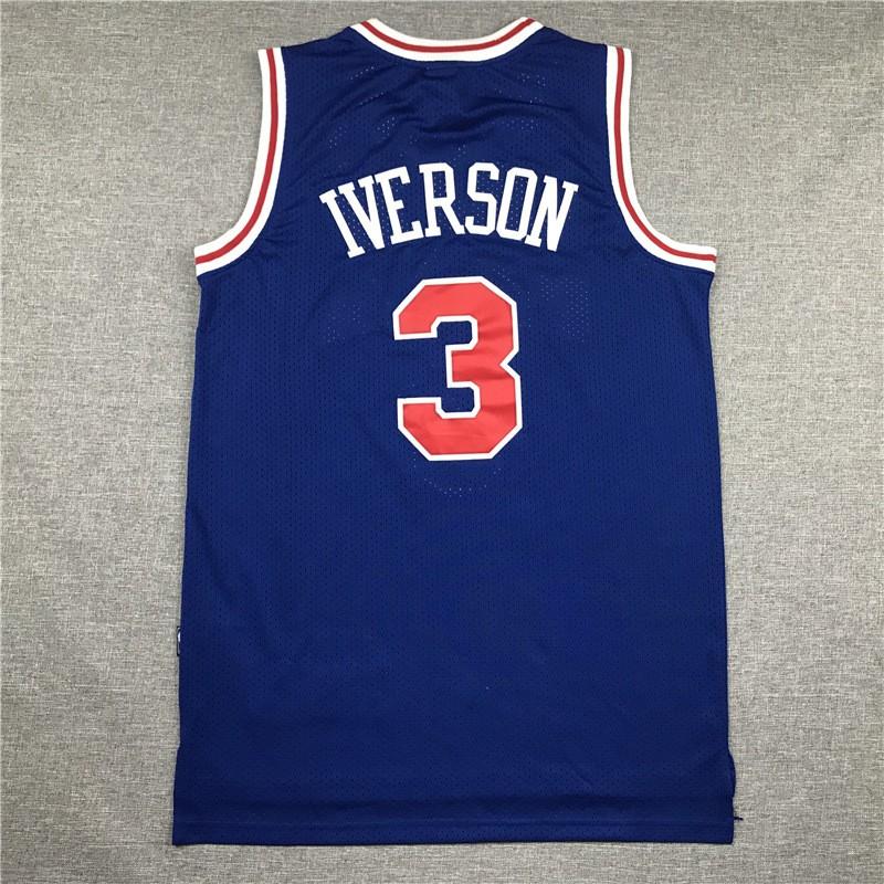 Philadelphia 76ers Allen Iverson 3 Authentic Stitched Mesh Basketball Jersey Men Women Sportswear