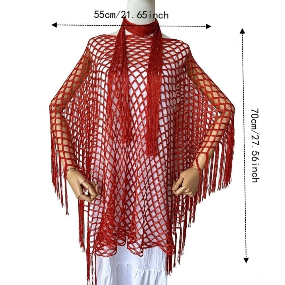 2pcs Tassel Shawl Shawl and Scarf Set Hollowed Out Fringed Cape Summer Sun Shawl for Swimming