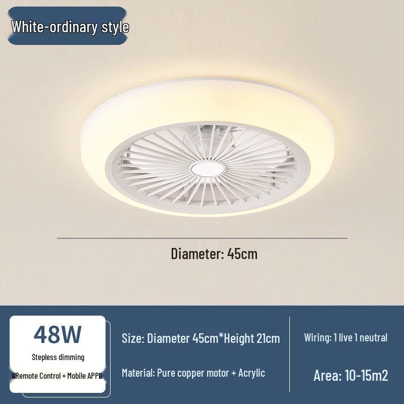 Ultra-thin Silent Ceiling Fan Light: Modern Invisible Chandelier for Bedroom, Living, and Dining Rooms