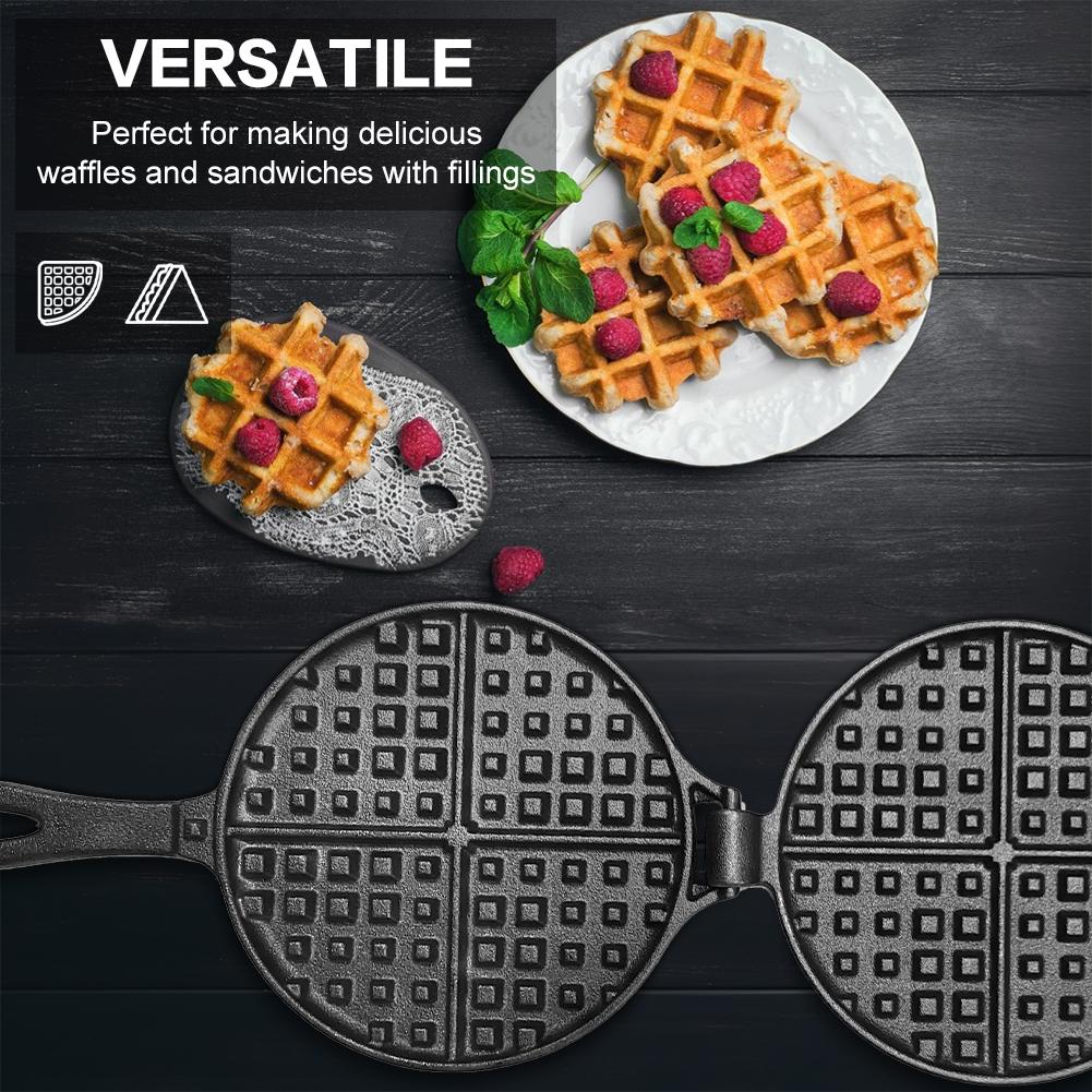 Cast Iron Waffle Maker Pan Non-Stick Waffle Iron Waffle Cake Maker for Stovetop Or Grill China Mainland