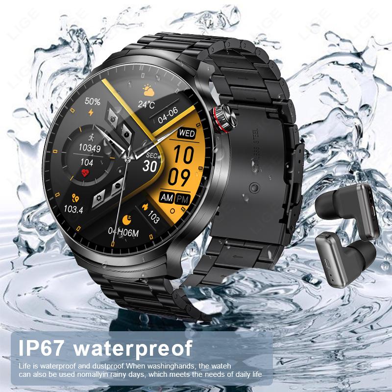 TWS 2 In 1 Headset Smart Watch 1.85" HD Wireless Bluetooth Calling Health Monitor Sports Fitness Watches With Headphones