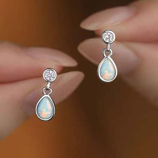925 Sterling Silver Earrings For Women Trendy Geometric Blue OVal Stone Earring Jewelry Prevent Allergy Party Gift Accessories