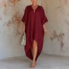 Loose Fit Beach Cover Up Dress Long Kaftan Robe with Pleated Design Vacation Wear Silk Feel Fabric Comfortable Lightweight