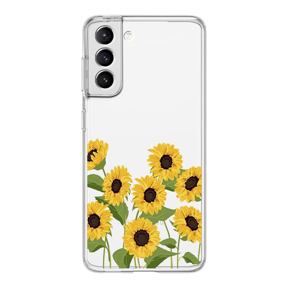 sunflower Flower Lavender Purple Phone Case For Samsung Galaxy S23 S22 S20 Ultra S21 FE 5G S9 Plus S10E S8 Note 20 Clear Cover