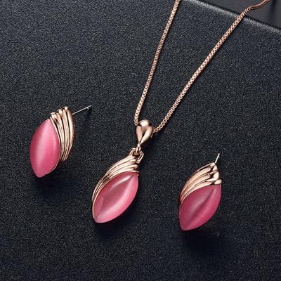 Ensemble de bijoux pour femmes, pendentif marquise en fausse pierre précieuse, collier, boucles d'oreilles, clous d'oreilles