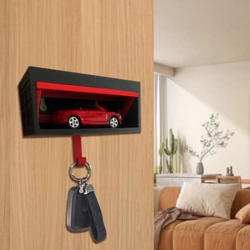 Car Garage Key Holder, Decorative 3D Entry Wall Mounted Key Storage Box Hook, Fun Entryway Hanger for Entryway Mudroom RV Hallway Porch Apartment, Ope