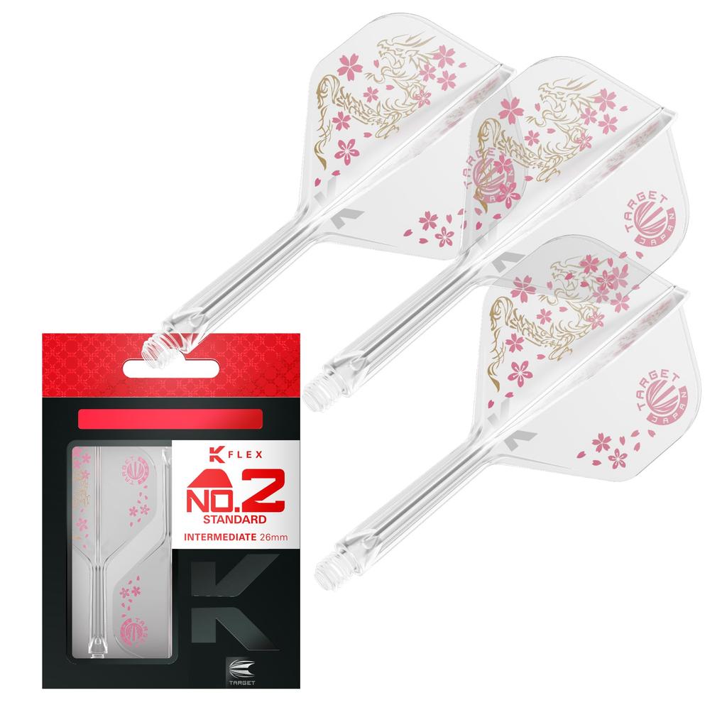 Target Japan Smash Clear Integrated Flights and 2 Intermediate Junya Dragon Flower Pack of 3 Accessories K-Flex Shafts, No. (Standard) – (26mm)