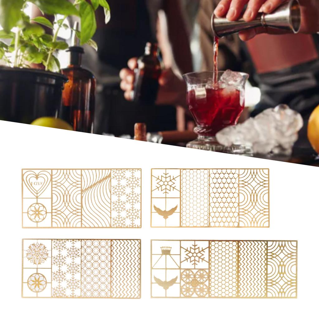 Transparent Ice Stamp Tray Copper Ice Cube Stamp Fast Patterns for Bartender Accessories For Cocktail Lovers Professional Barte