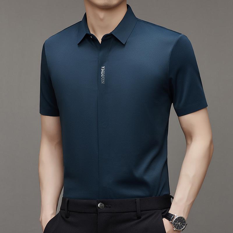 

Рубашка с коротким рукавом мужская тонкая негладкая рубашка корейская деловая повседневная и удобная мужская одежда 4XL