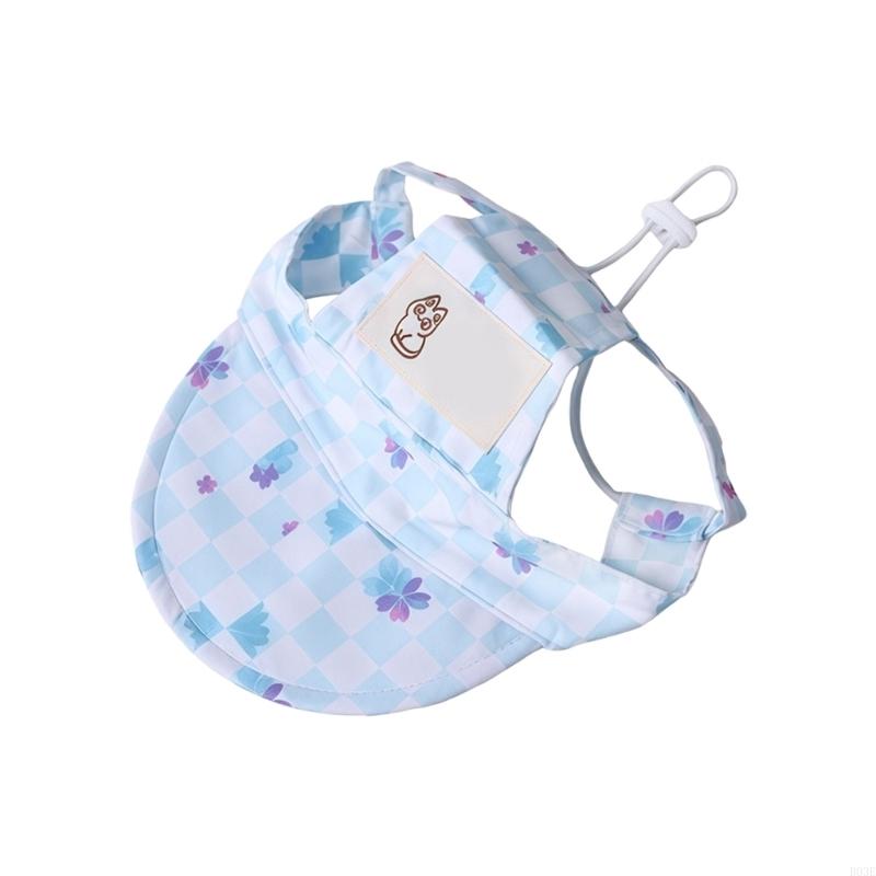 Pet Sun Protective Hat For Dog And Cats Adjustable Breathable Fabric Baseball Cap With Ear Holes For Outdoor Activity B03E