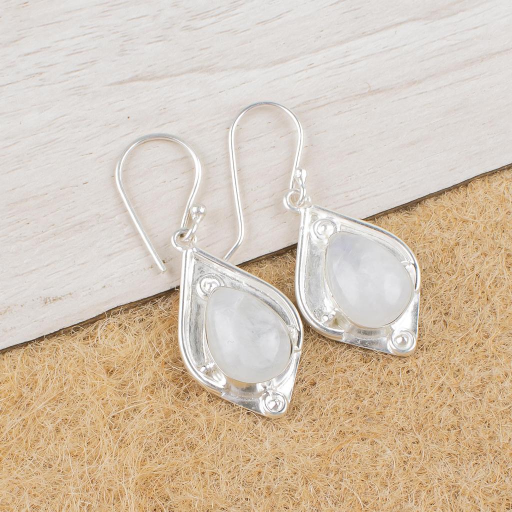 Rainbow Moonstone Earrings Gemstone Jewelry, 925 Solid Sterling Silver Earrings, Handmade Beautiful Jewelry Earrings