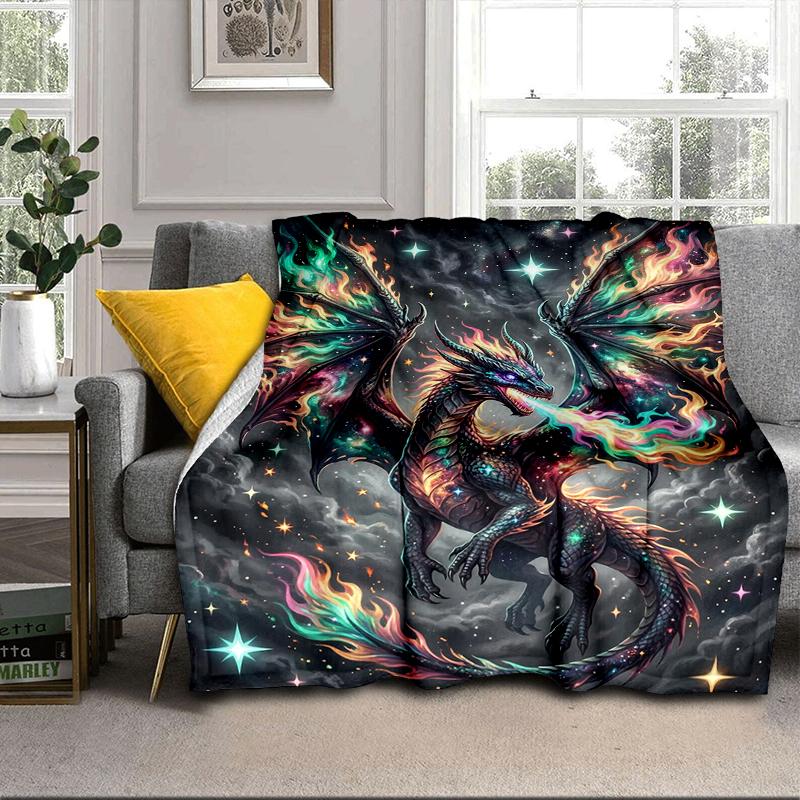 Blue Dragon Holding Stars Blanket Flannel Blanket Throw Blanket Sofa Cover Blanket Soft Premium Blanket Picnic Blanket Tv Blanket Gifts
