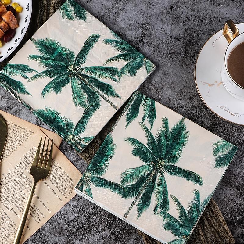 Jednorázový párty ubrousek dvouvrstvý 20 kusů/Packpalm Tree Motiv Green