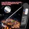 LCD Digital Food Thermometer with Foldable Probe Kitchen Cooking BBQ Grill Temp Tester Black