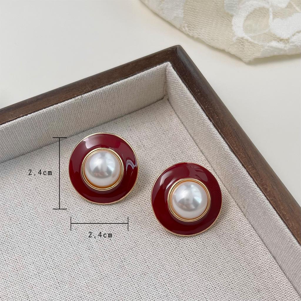 Ancola Red Drop Earrings: Women's Retro Chic, Fair-Skin Enhancing, Luxury Ear Jewelry.