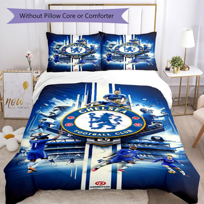 Chelsea FC Fußballspieler Bettwäsche-Set Geeignet für Spielzimmer Maschinenwaschbar Perfektes Geschenk für Freunde Familie