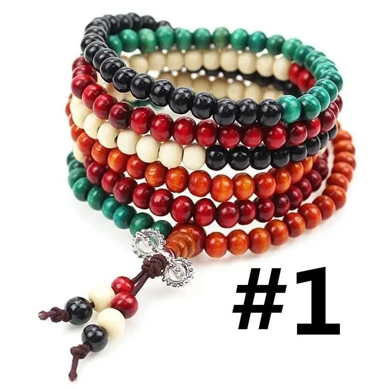 Chinese Style Multi-layer Sandalwood Buddha Prayer Beads Bracelet Praying for Blessings Safety Beads Men's Birthday Gifts