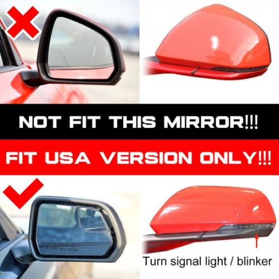 Carbon Style Horn Mirror Cover Fits 2015-2022 Ford Mustang With LED Turn Signal
