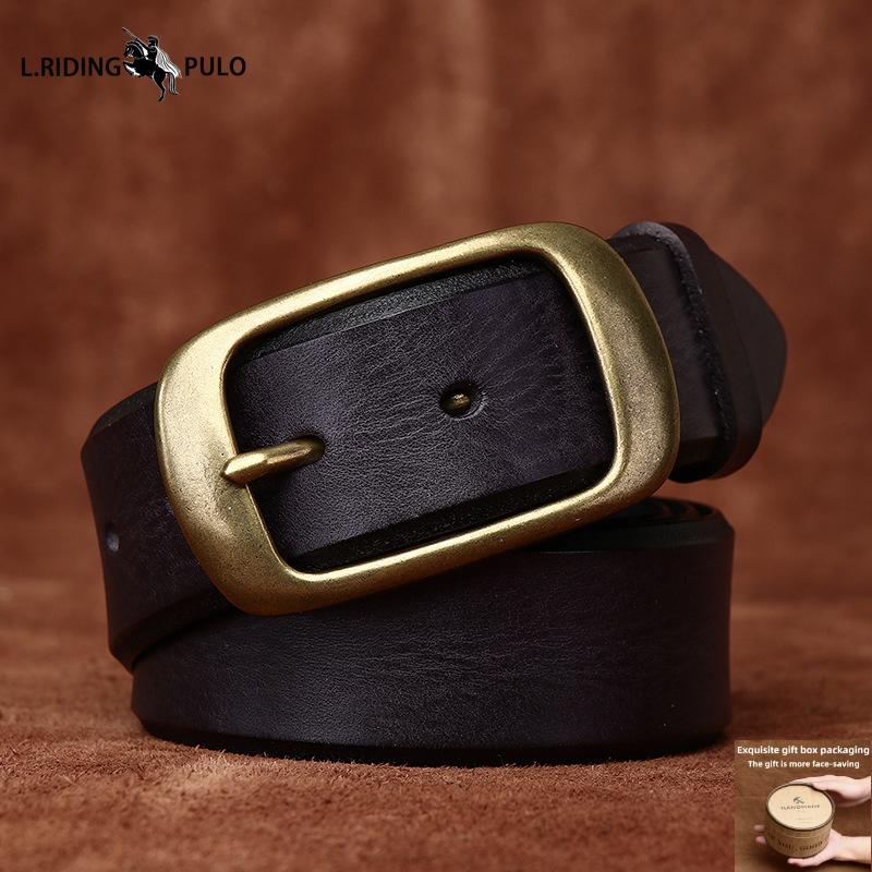 

Ретро Личность Скошенный Ручной работы Мужской и Женский Натуральная Кожа Кожаный Ремень Пряжка-штифт Ремень для джинсов 130cm