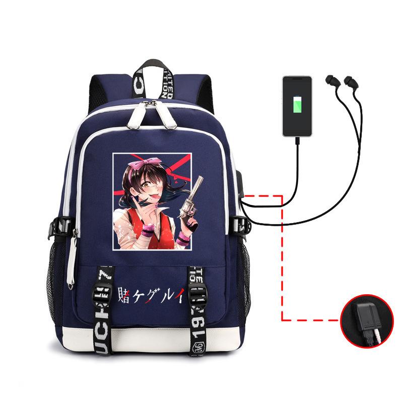 School bag, animation, the abyss of gambling, peripheral multi-function USB earphones, large-capacity men's business backpack