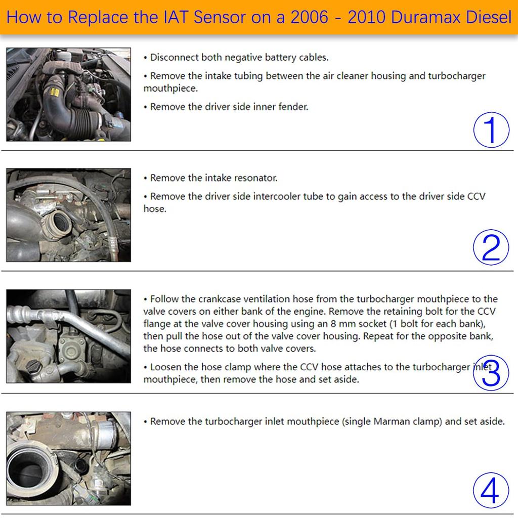 97381182 Intake Air Temperature Sensor for 2006-2010 Chevrolet Silverado 2500 HD, 3500 HD, GMC Sierra 2500 HD, 3500 HD for 6.6L Duramax Diesel