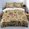 Occult Symbols and Vintage Beige Bedding Set Bedding Set (1 Duvet Cover, 2 Pillowcases, Duvet Not Included)