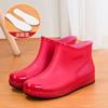 Women's Waterproof Rain Boots - Low-Cut Plastic Boots with Slip-Resistant Soles, Insulated and Fleece-Lined