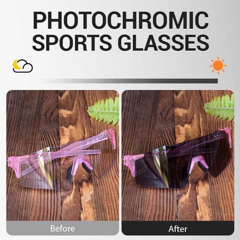 SCVCN UV400 Photochromic Cycling Glasss Sports Running Sunglasses Men Outdoor Drving Bicycle Goggles MTB Eyewear 1 Lens 7