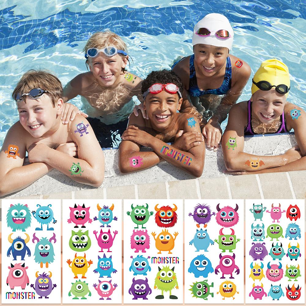 10sheets Cartoon Little Monster Tattoo Stickers For Hand Face Body Temporary Waterproof Tattoo Stickers Kids Creative Gifts