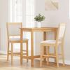 Bar Stool with Cushion 2 Pcs Natural Solid Rubberwood