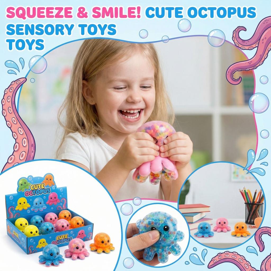 1Pc Glowing Light Squid Vent Ball Squeeze Decompressions Toy Bubble Octopus Ball Stress Relief Toy Birthday Gift For Kids Child