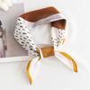 Retro thousand bird grid printing imitation silk scarf neck small square scarf style imitation silk high-end sense headband