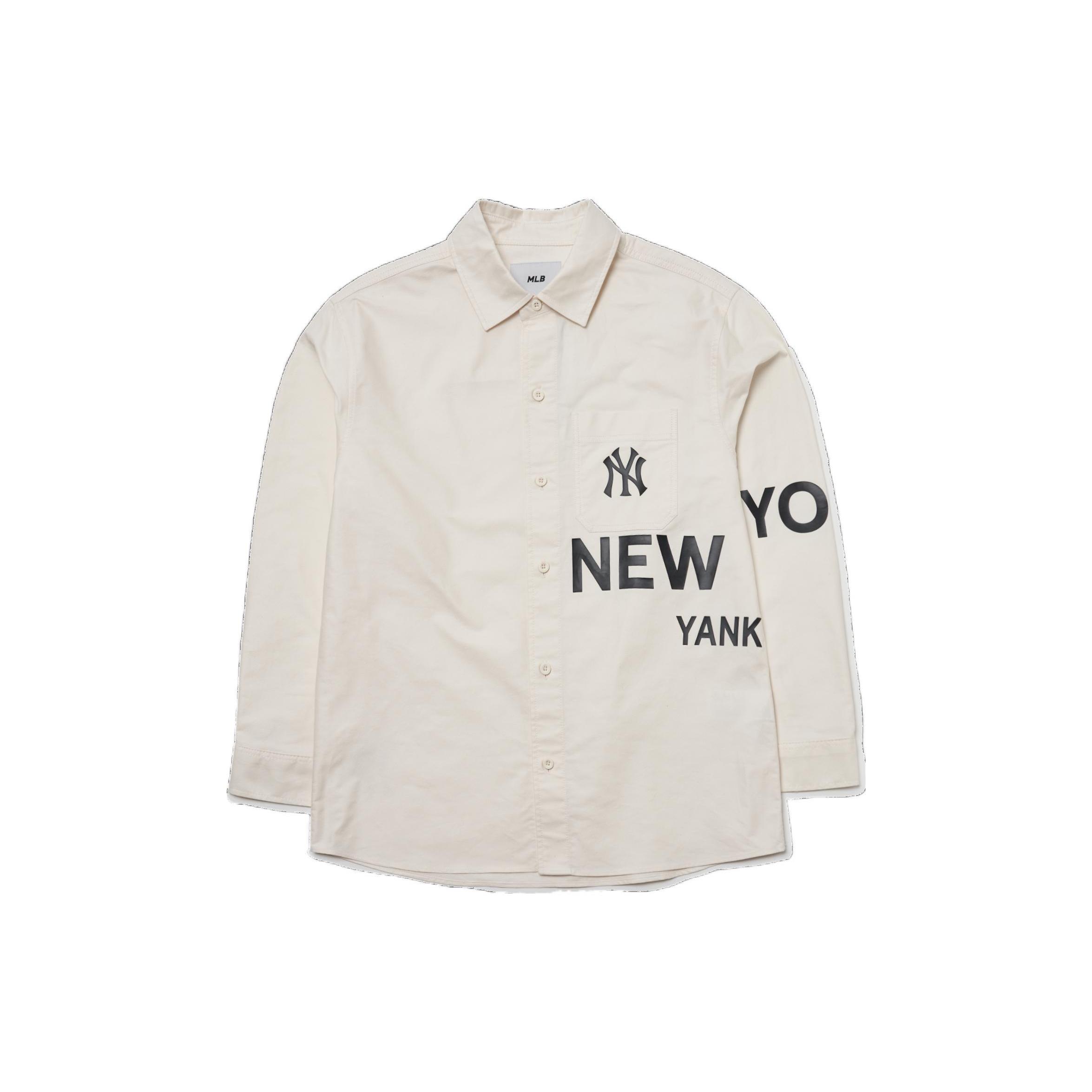 MLB Basic Logo New York Yankees Shirt Unisex Cream 3AWS00121-50CRS L